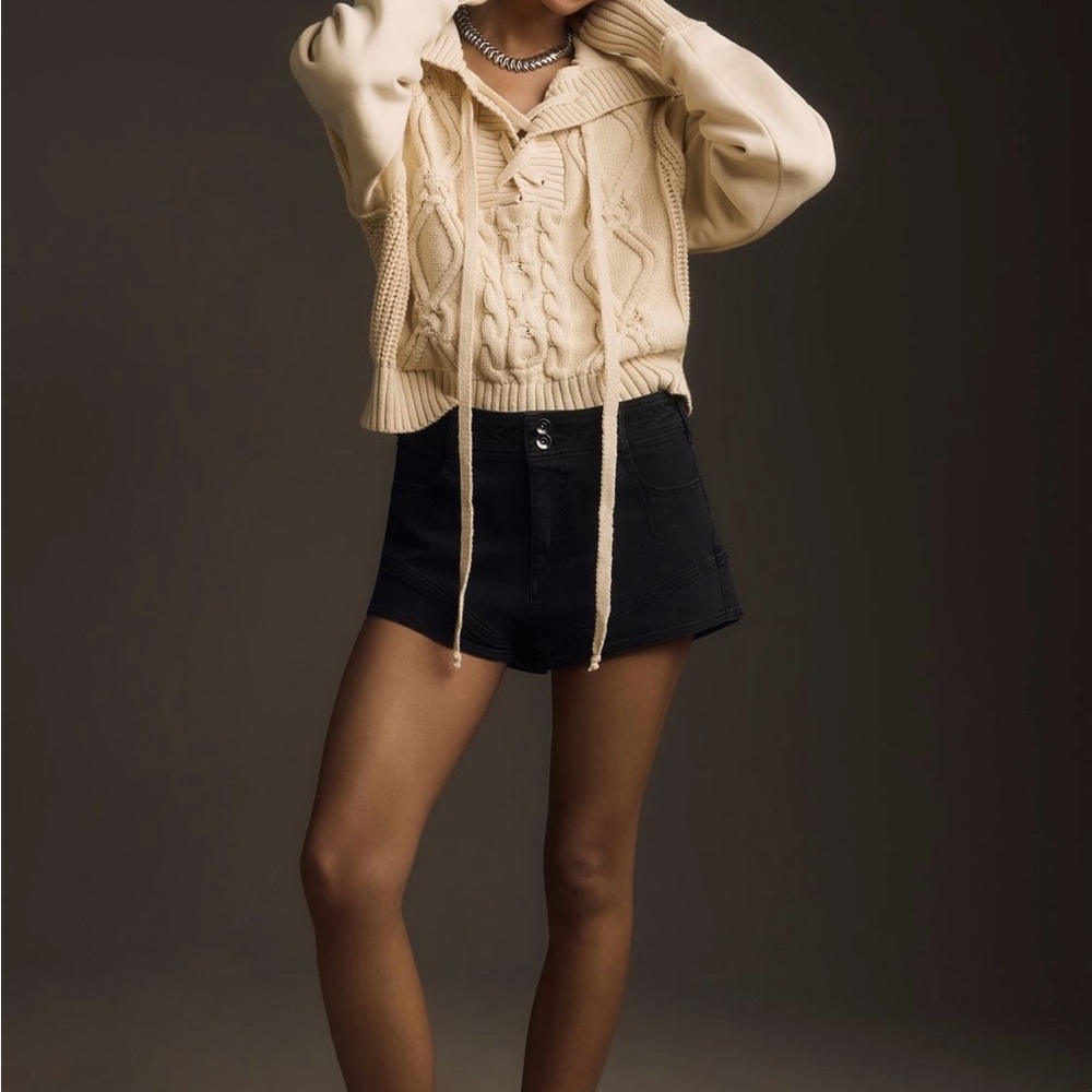 Free People Cream Cable Knit Turtleneck Sweater